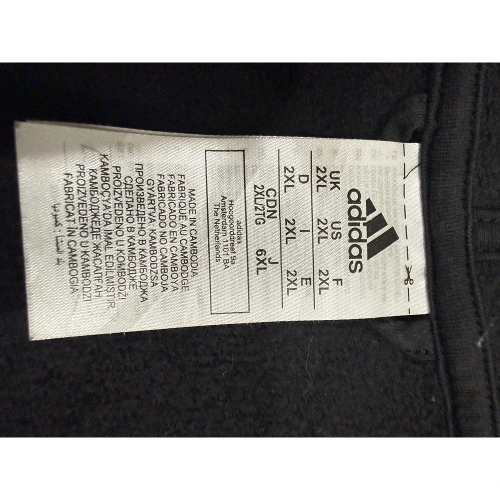 Adidas Essentials 3-Stripes Full Zip‎ Hoodie Black White Mens 2XL IB4029